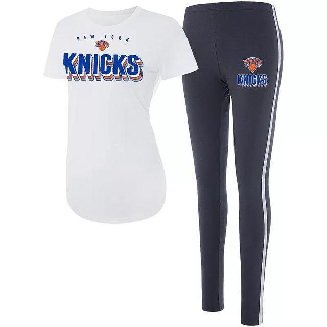 Womens Concepts Sport /Charcoal New York Knicks Sonata T-Shirt & Leggings Sleep Set Product Image