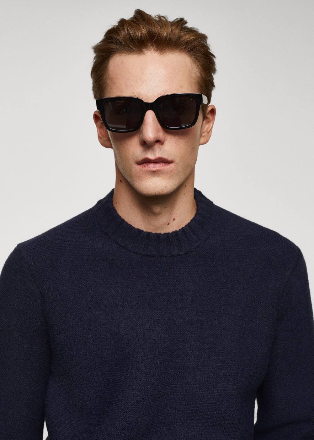 MANGO MAN - Knitted sweater with ribbed details dark navyMen Product Image