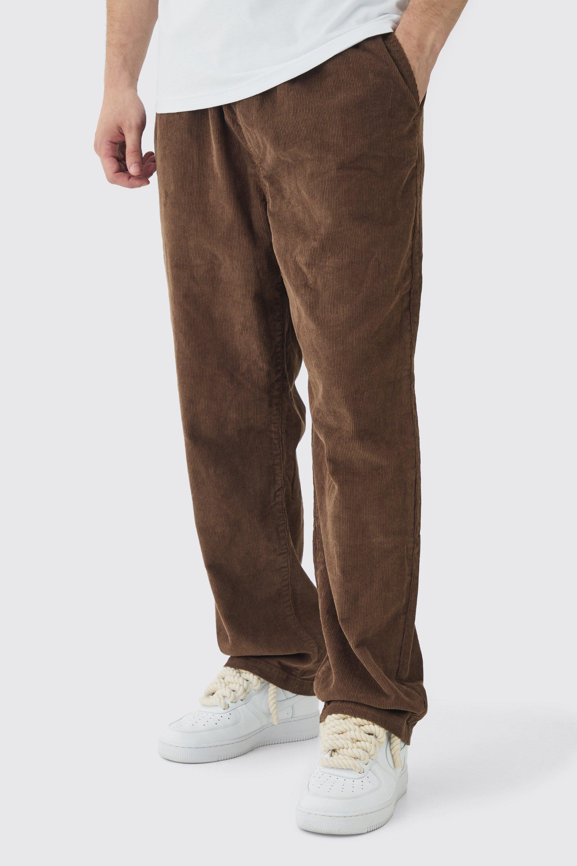 Mens Brown Tall Skate Fit Woven Tab Cord Trouser, Brown Product Image