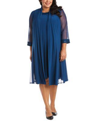 Plus-Size Embellished Dress & Jacket Set Product Image