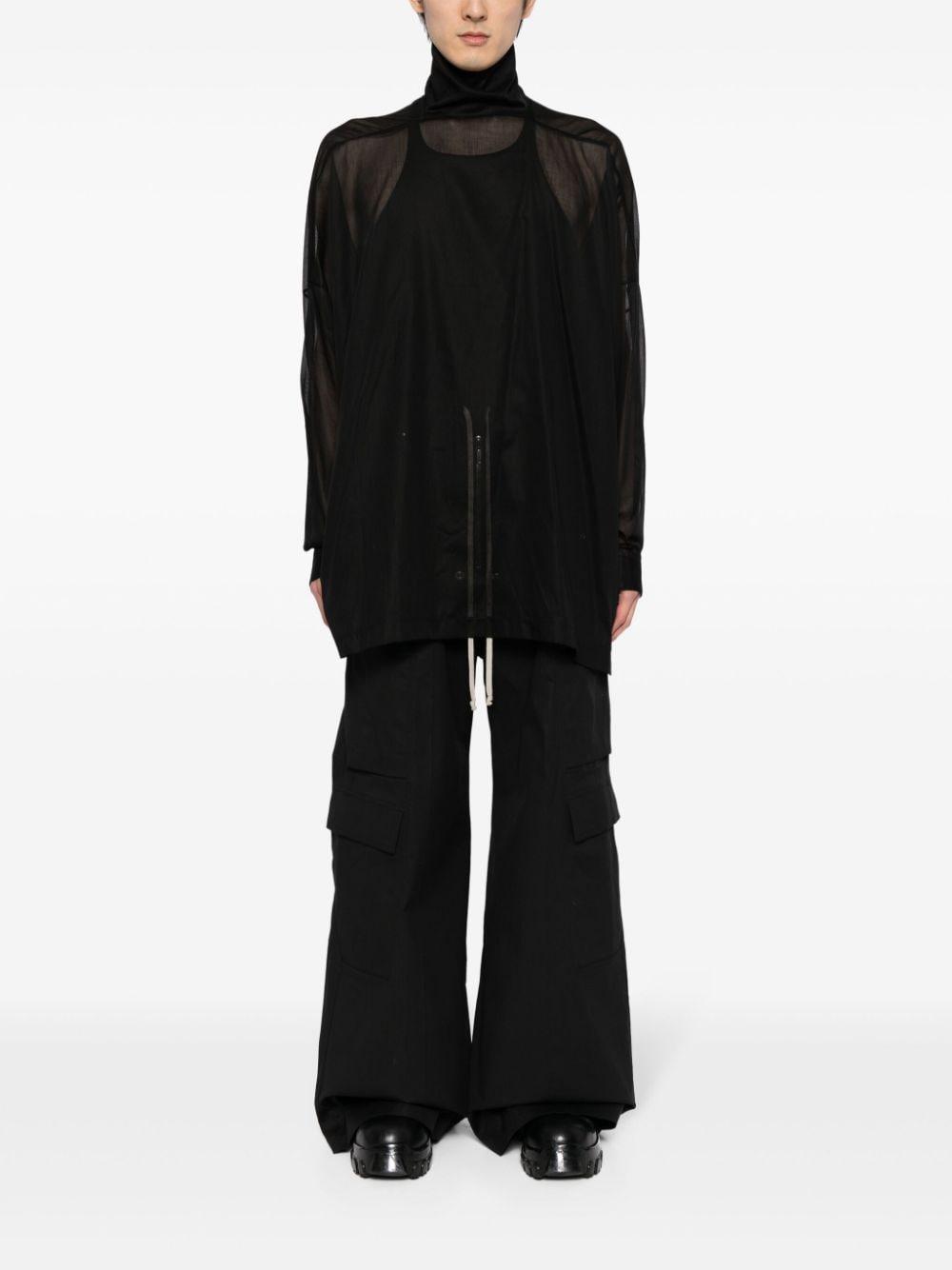 RICK OWENS Semi-sheer High-neck Cotton Top In Black Product Image