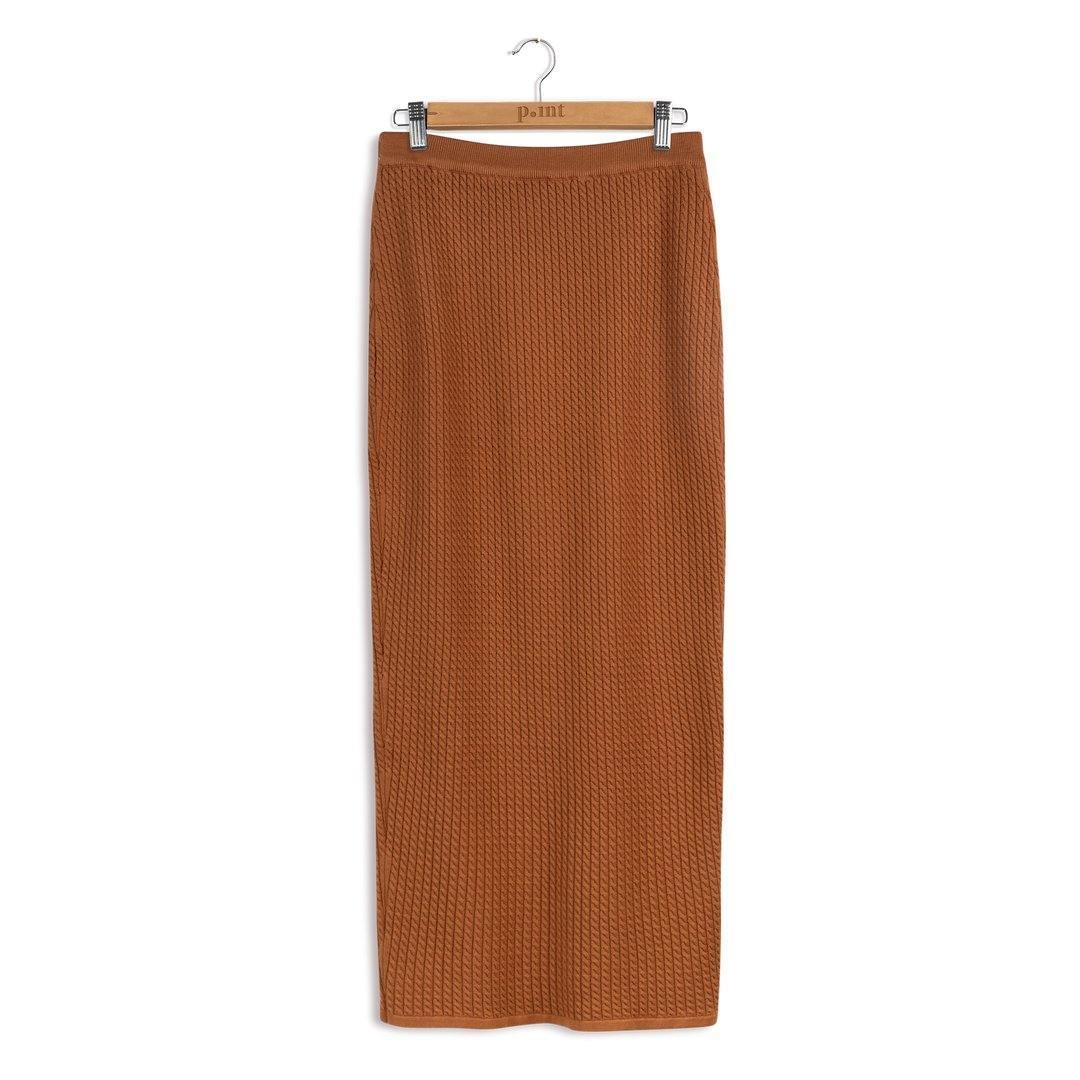 Point Cableknit Straight Maxi Skirt Product Image