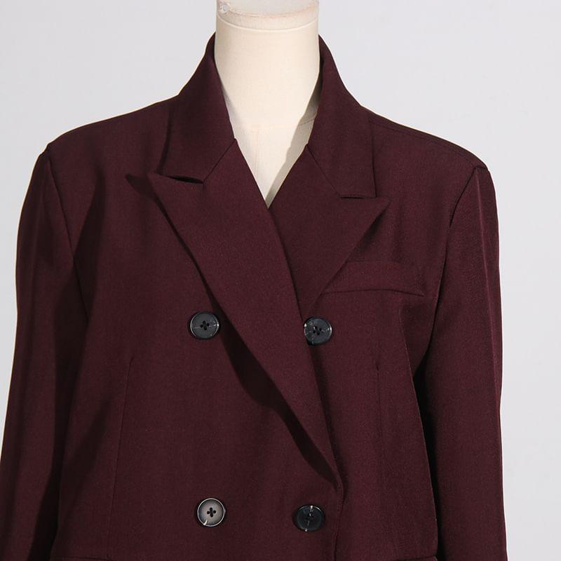 Plain Double-Breasted Blazer Product Image