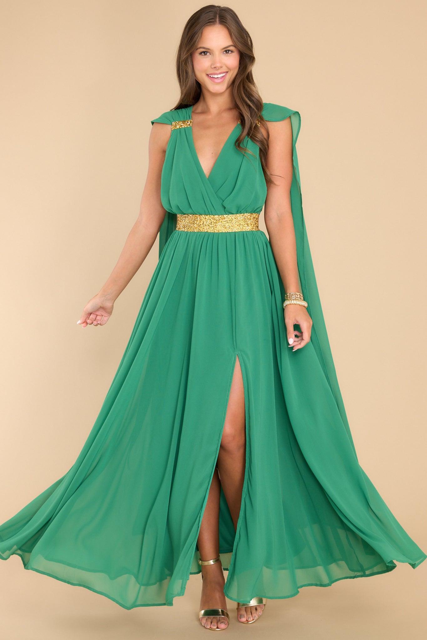 Aura Everyone's Desire Green Maxi Dress Product Image