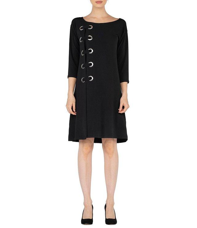 Eva Varro Round Neck 3/4 Sleeve Side Grommet Detail Dress Product Image