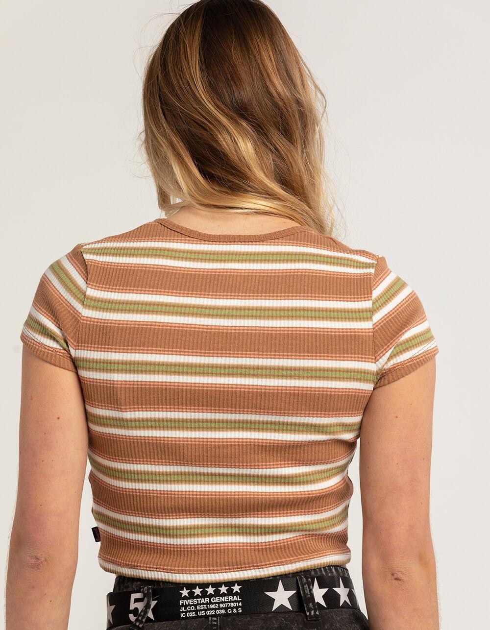 FIVESTAR GENERAL CO. Stripe Button Knit Womens Top Product Image