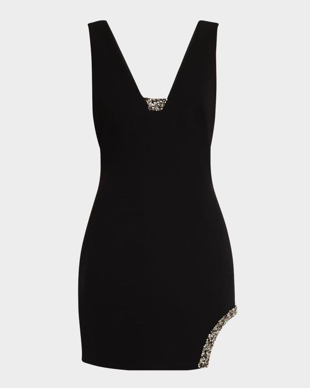 Beaded Bonded Crepe Mini Dress Product Image