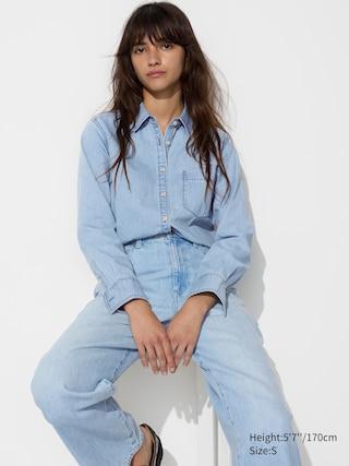 Womens Soft Denim Shirt Blue 2XL UNIQLO US Product Image