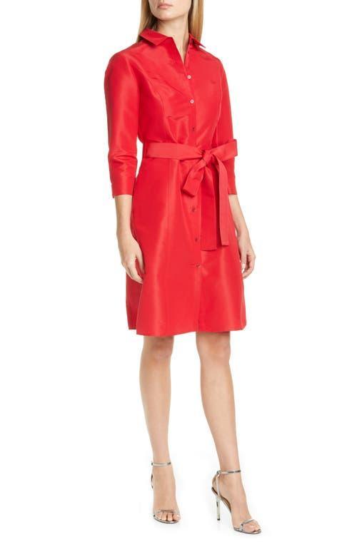 Carolina Herrera Faille 3/4-Sleeve Shirtdress - Size: 6 - POPPY Product Image