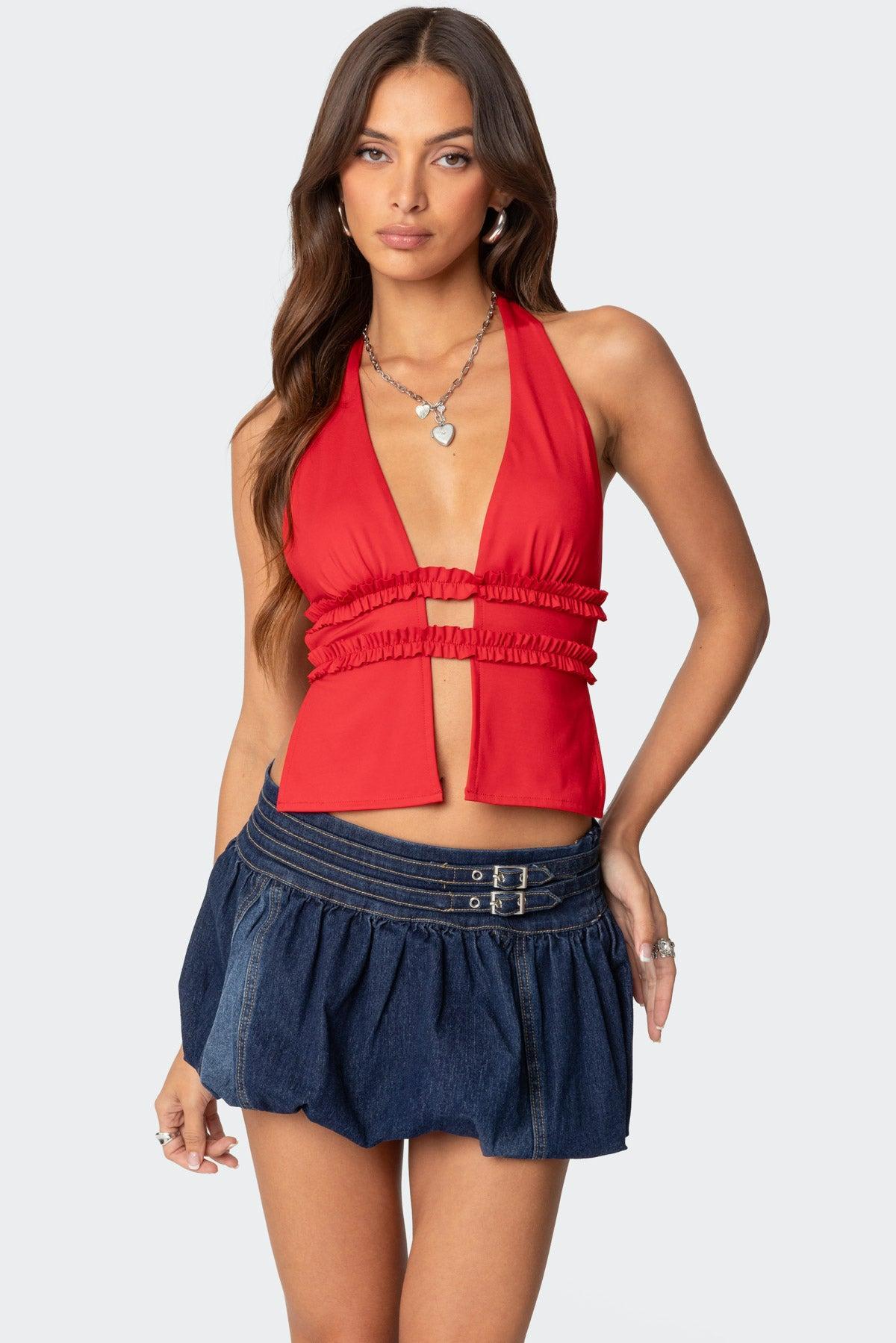 Luma Split Front Backless Halter Top Product Image