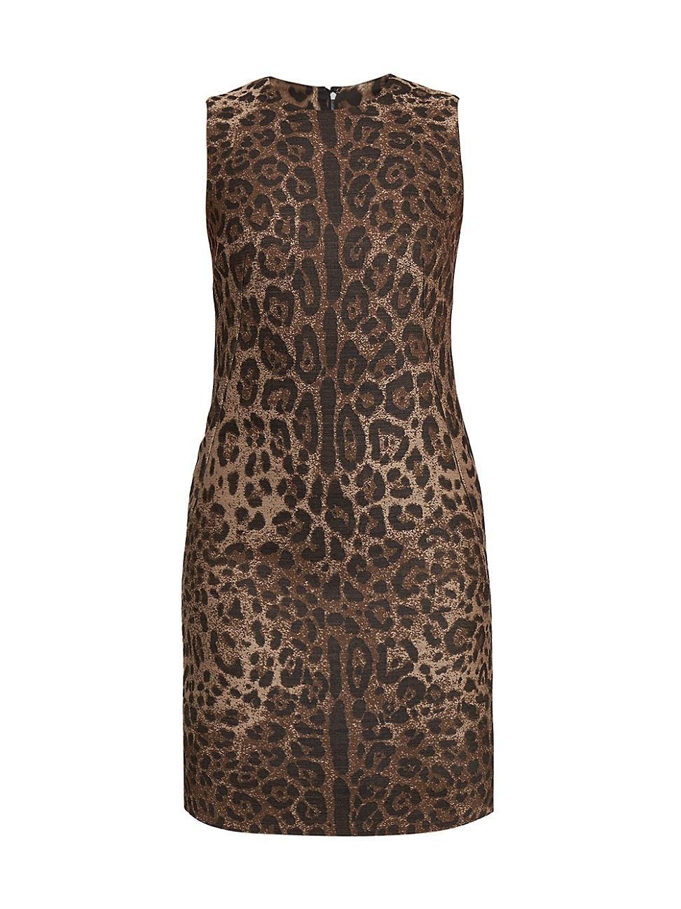 Dolce & Gabbana Dgrad Leopard Print Wool Blend Shift Dress Product Image