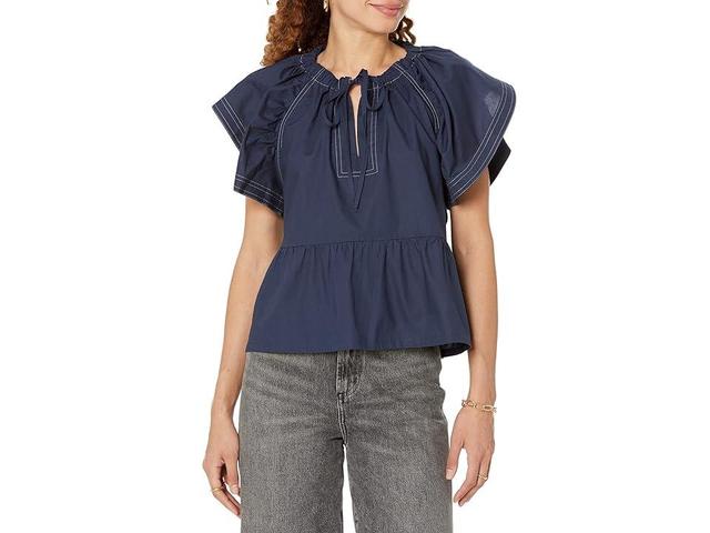 Joe's Jeans The Adelyn Flutter Sleeve Top (Midnight ) Women's Clothing Product Image