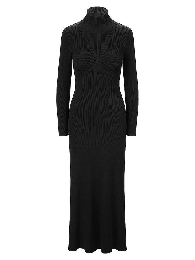 Womens Obsidian Rib-Knit Fit & Flare Maxi Dress Product Image