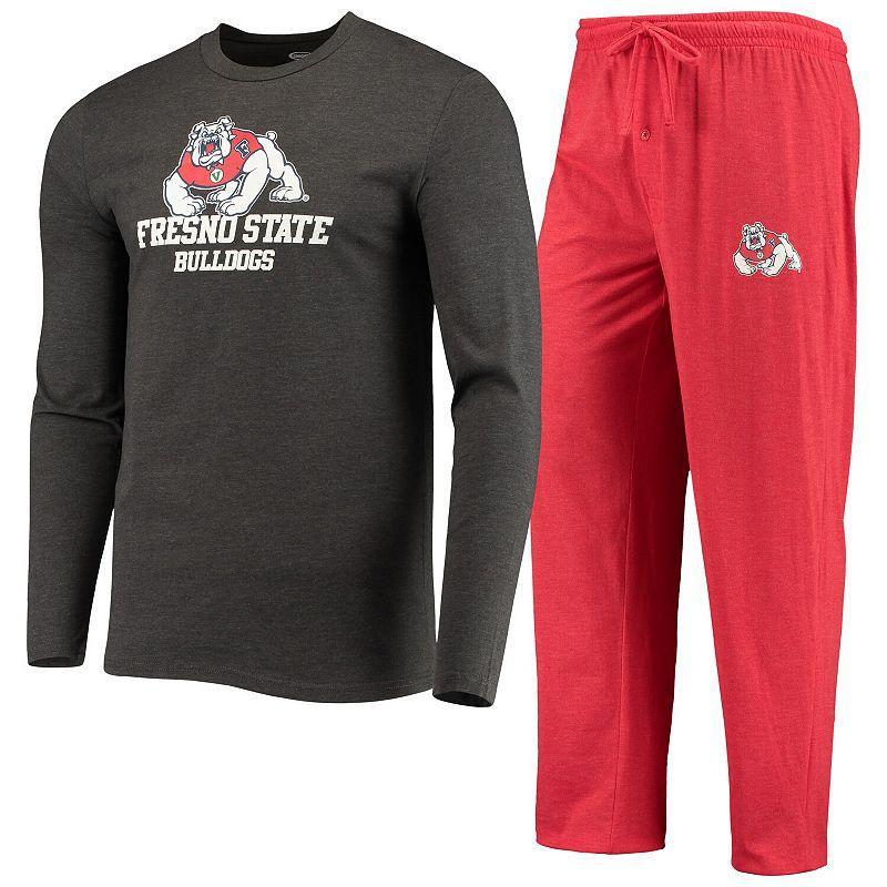 Mens Concepts Sport Red/Heathered Charcoal Fresno State Bulldogs Meter Long Sleeve T-Shirt & Pants Sleep Set CSF Red Product Image