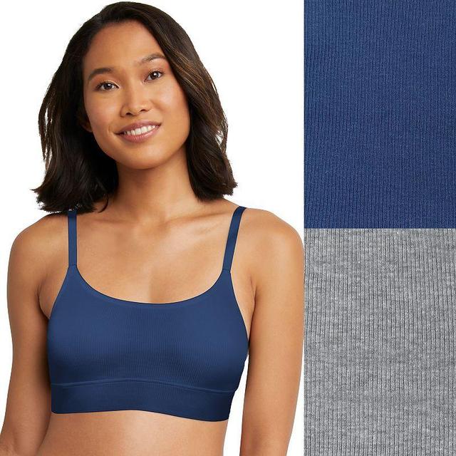 Hanes Originals Ultimate 2-Pack Longline Wirefree Bralettes DHO104, Womens Blue Eclipse Product Image