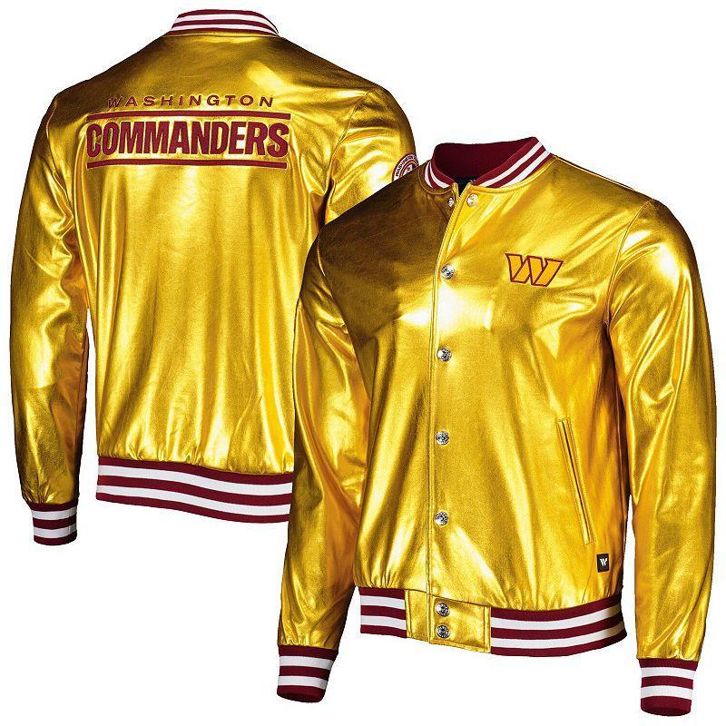 Mens The Wild Collective Gold Washington Commanders Metallic Bomber Full-Snap Jacket Product Image