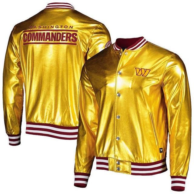 Mens The Wild Collective Gold Washington Commanders Metallic Bomber Full-Snap Jacket Product Image