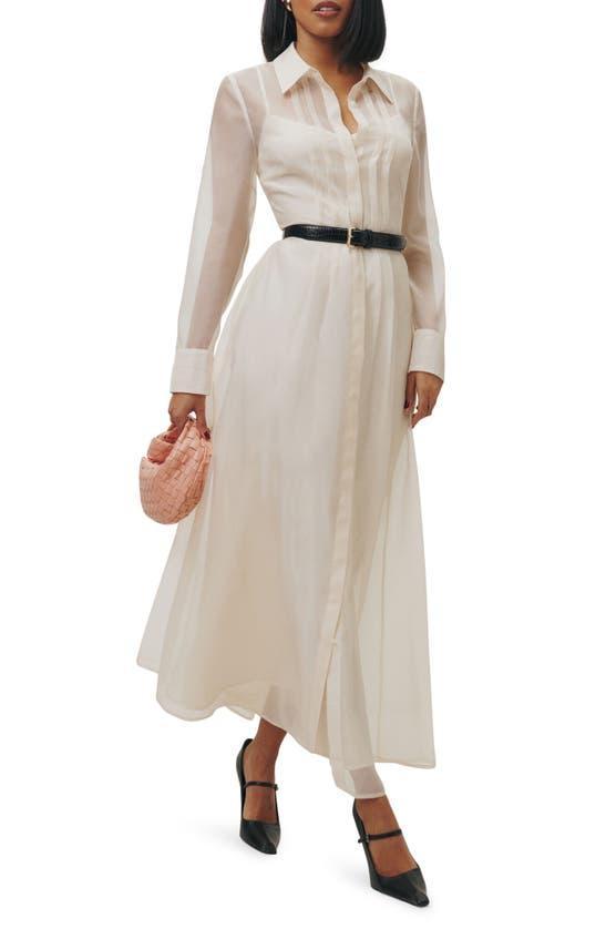 Andria Belted Long Sleeve Shirtdress In Ivory Product Image