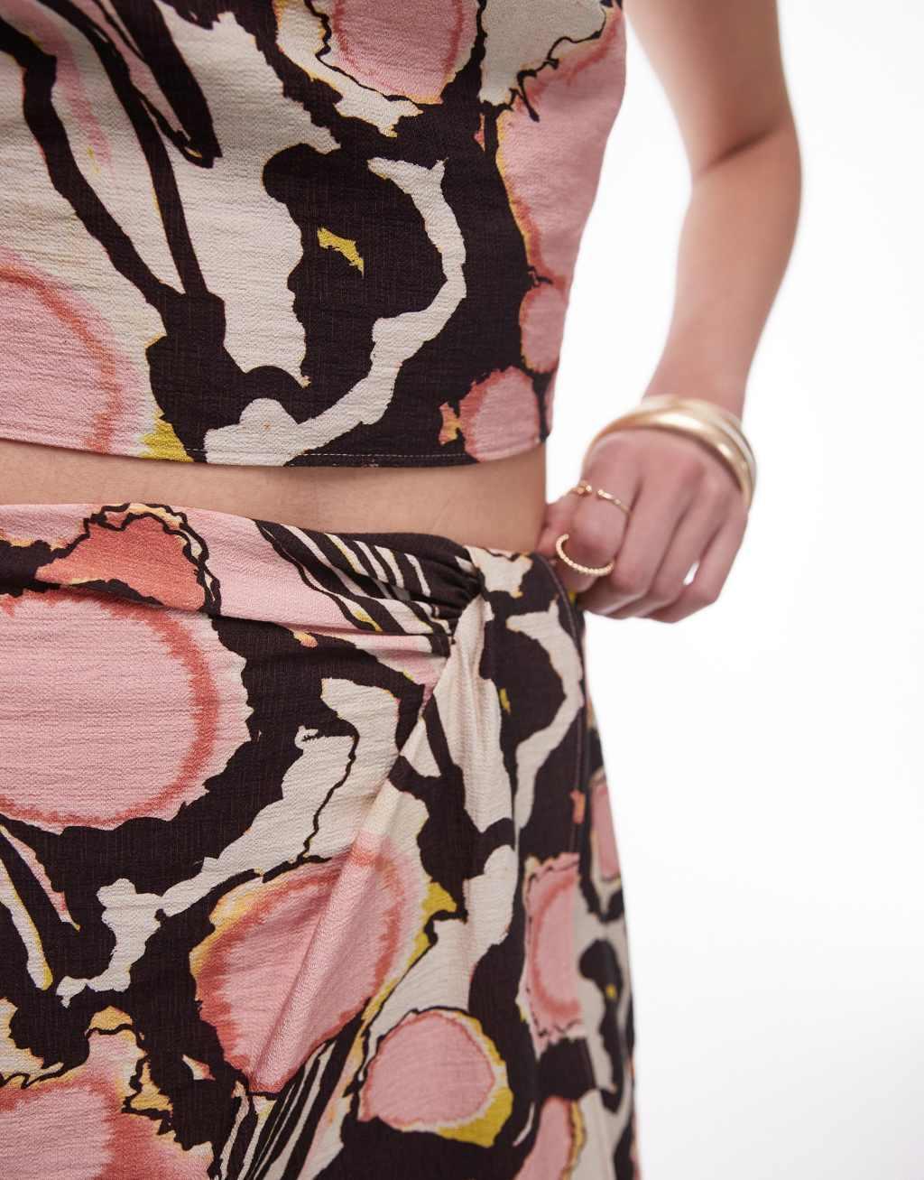 Topshop midi skirt in floral pink paw print - part of a set Product Image