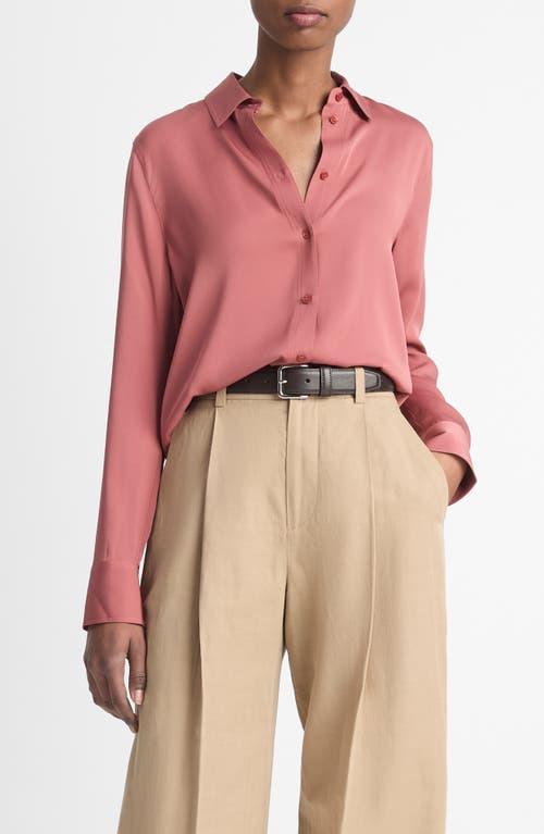 VINCE Stretch Silk Blouse In Berry Rust Product Image