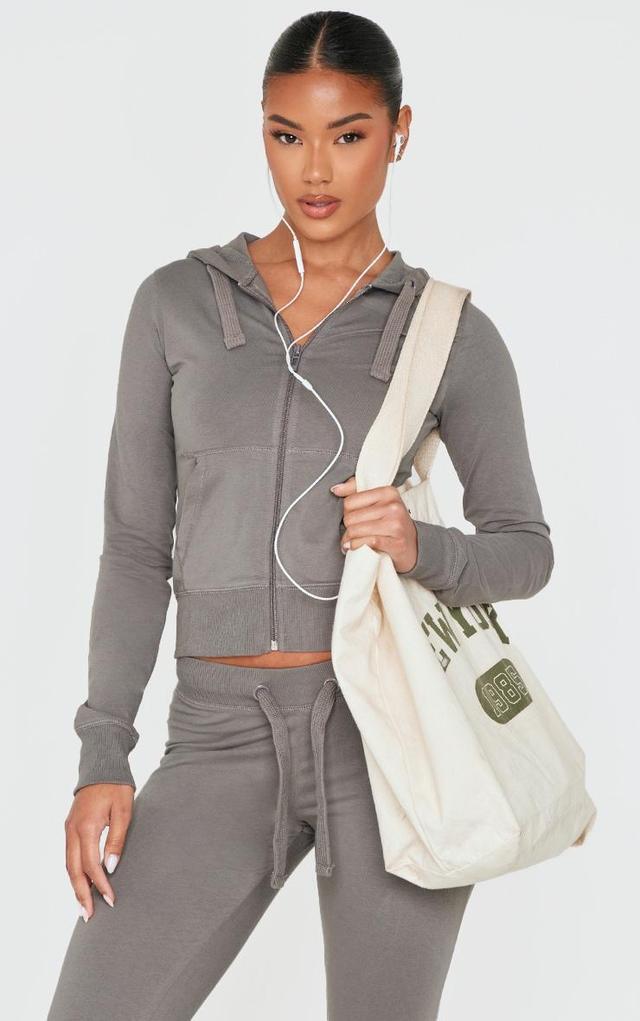 Charcoal Zip Up Fitted Track Top Product Image