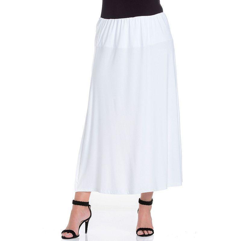 Plus Size 24Seven Comfort Apparel Comfortable Fit Elastic Waist Maxi Skirt, Womens Product Image