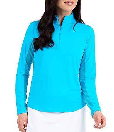 IBKUL Solid Long Sleeve Quarter Zip Top Product Image