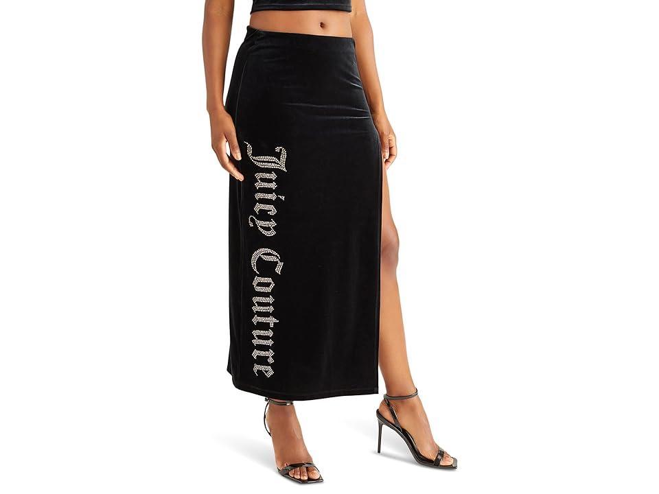 Juicy Couture Maxi Skirt with Slit and Bling (Liquorice) Women's Skirt Product Image