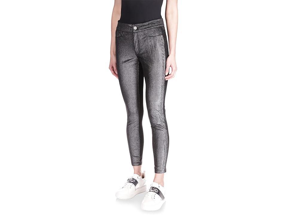 MICHAEL Michael Kors Petite Stud Foil Velvet Leggings Silver) Women's Casual Pants Product Image