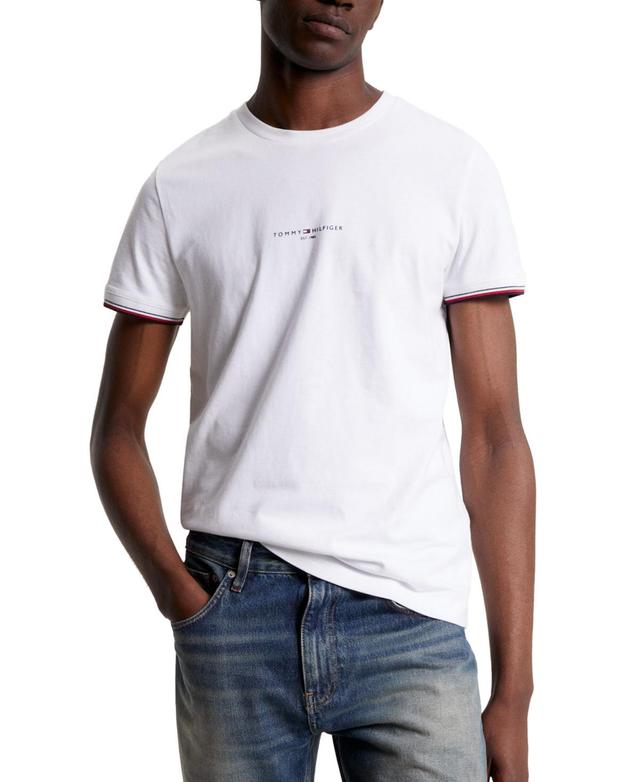 Tommy Hilfiger Mens Tommy Logo-Tipped Cotton T-Shirt Product Image