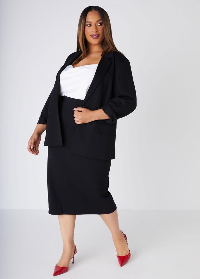 Plus Size Ponte Midi Pencil Skirt Ashley Stewart Product Image