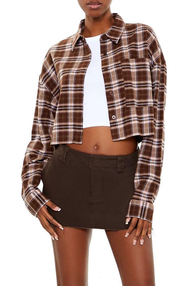 Cropped Flannel Plaid Shirt | Forever 21 Product Image