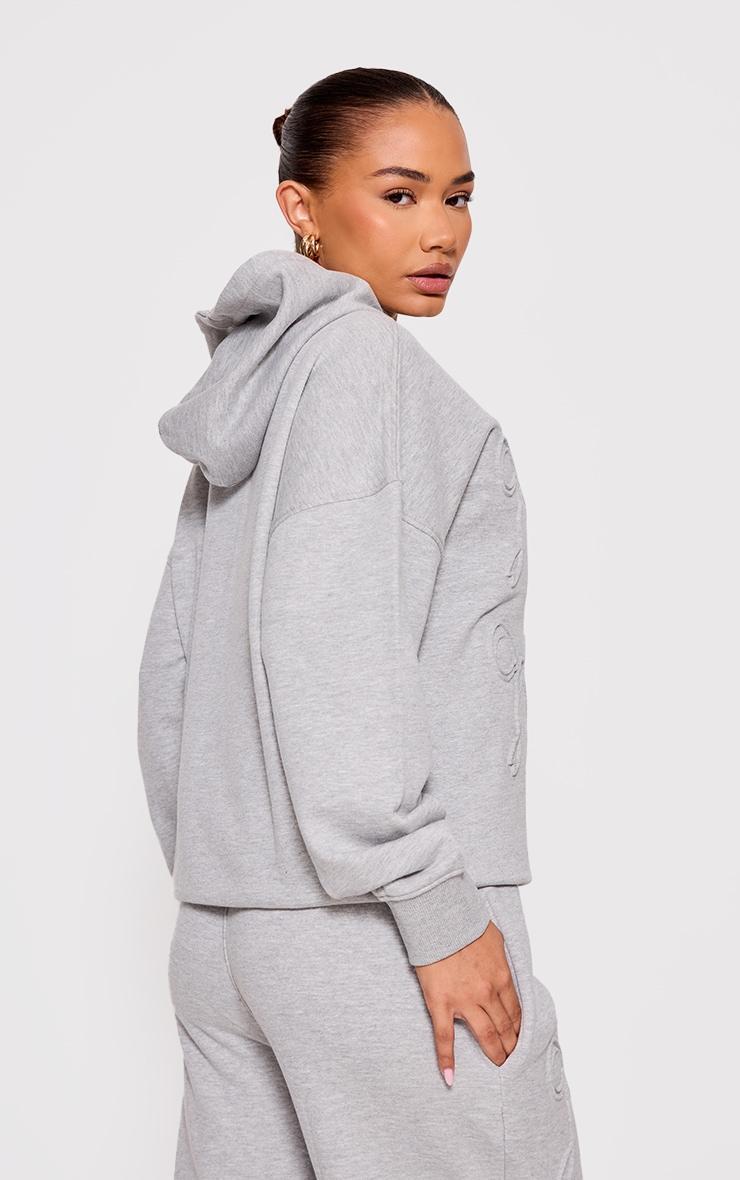 Petite Grey Marl Embossed Bow Detail Hoodie Product Image