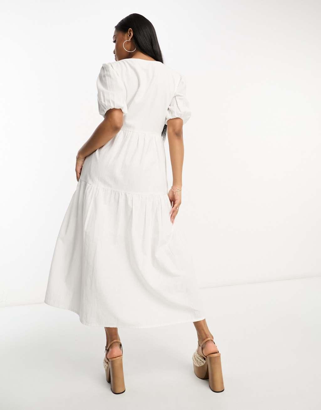 In The Style x Jac Jossa button up tiered midi dress Product Image