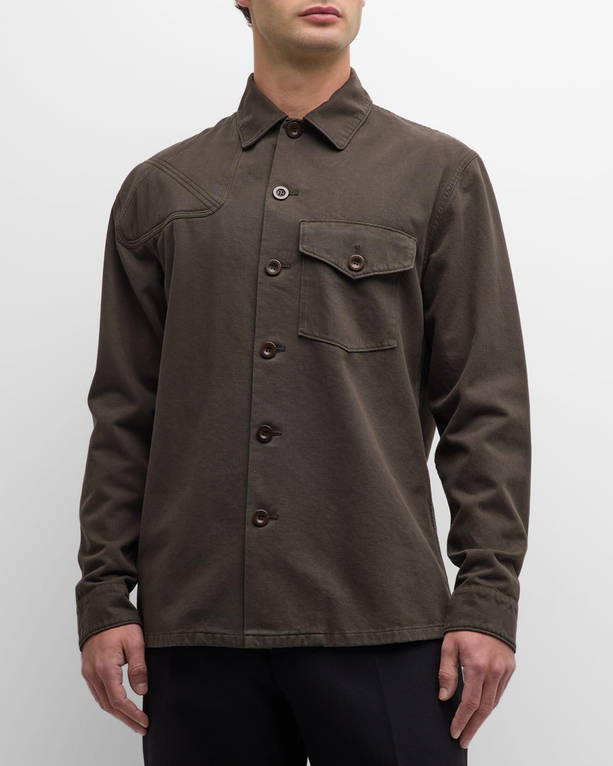 Mens Twill Shirt with Embroidered Patches Product Image