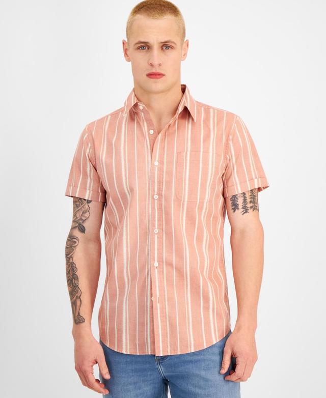 Men's Marcos Short Sleeve Button-Front Striped Shirt, Created for Macy's Product Image