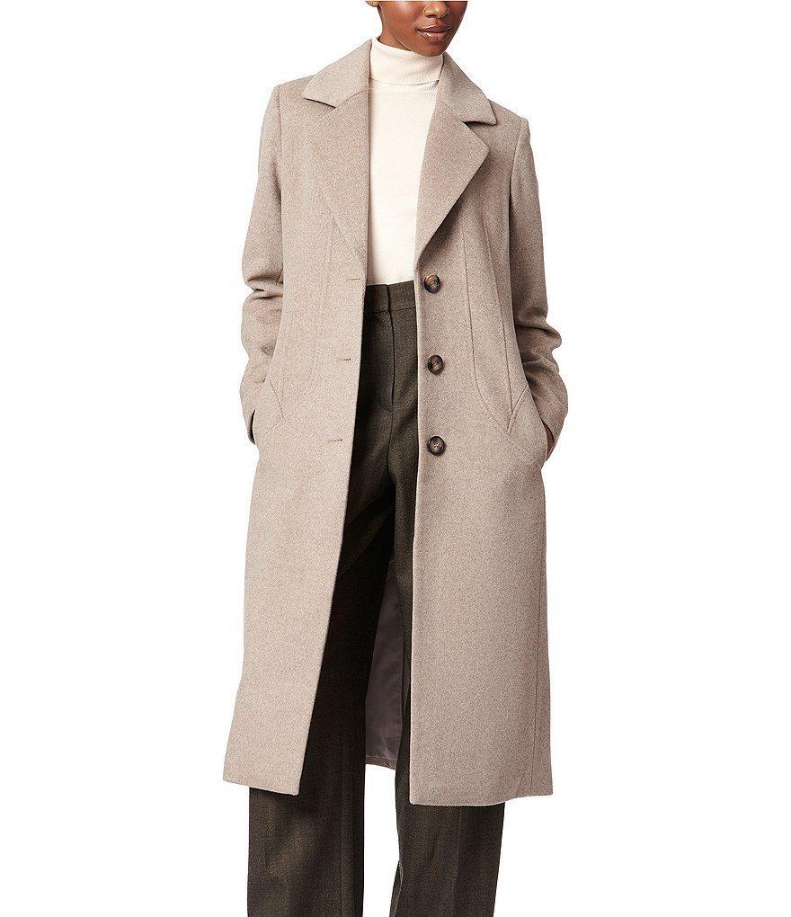 Bernardo Tailored Single Breasted Long Sleeve Wool Blend Peacoat Product Image