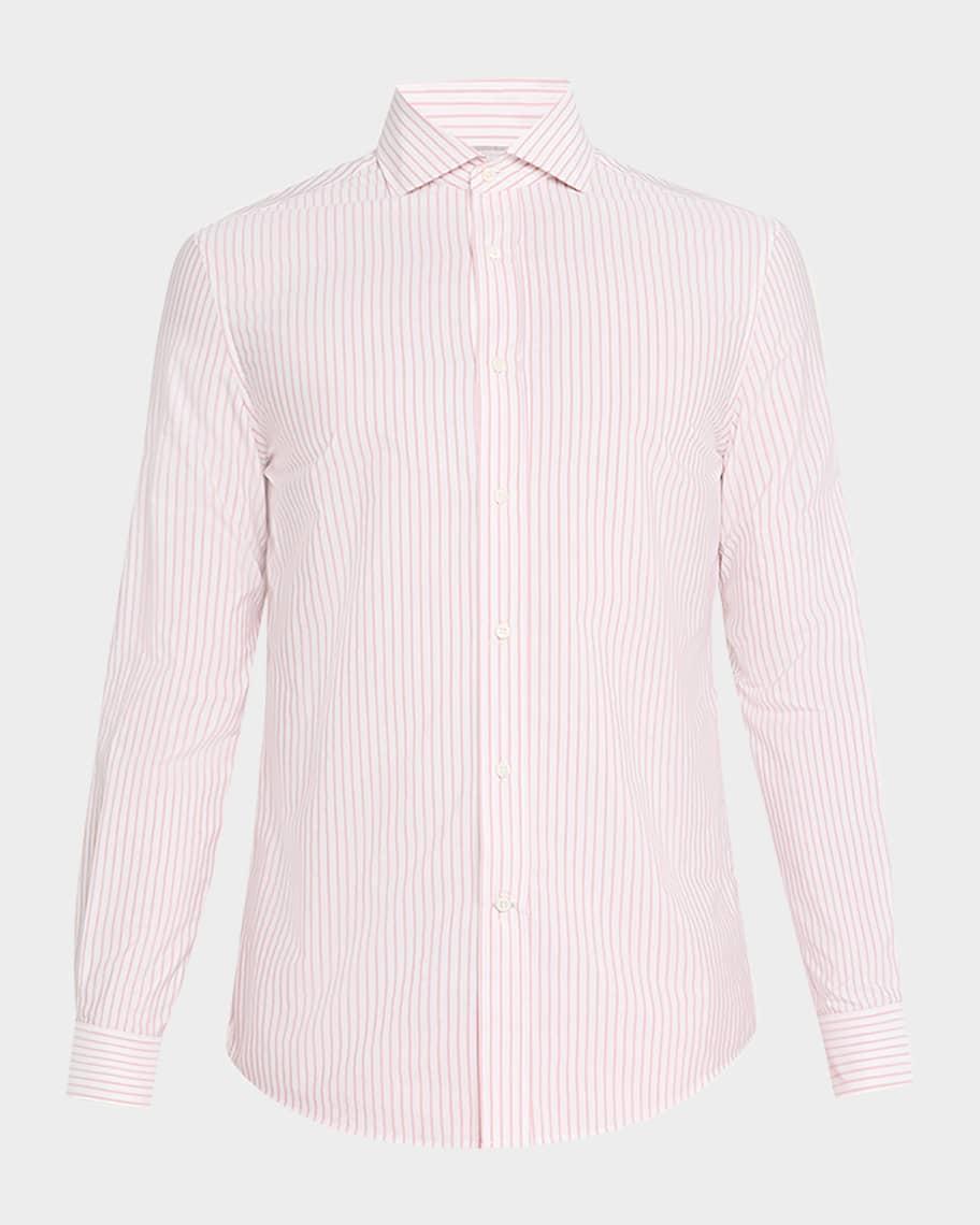 Mens Cotton Mini Stripe Sport Shirt Product Image