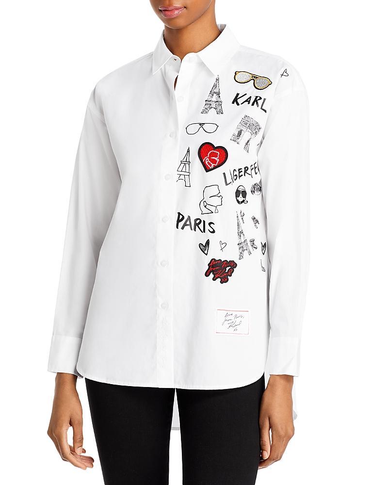 Karl Lagerfeld Paris Womens Scenic Logo Shirt - Soft White Product Image