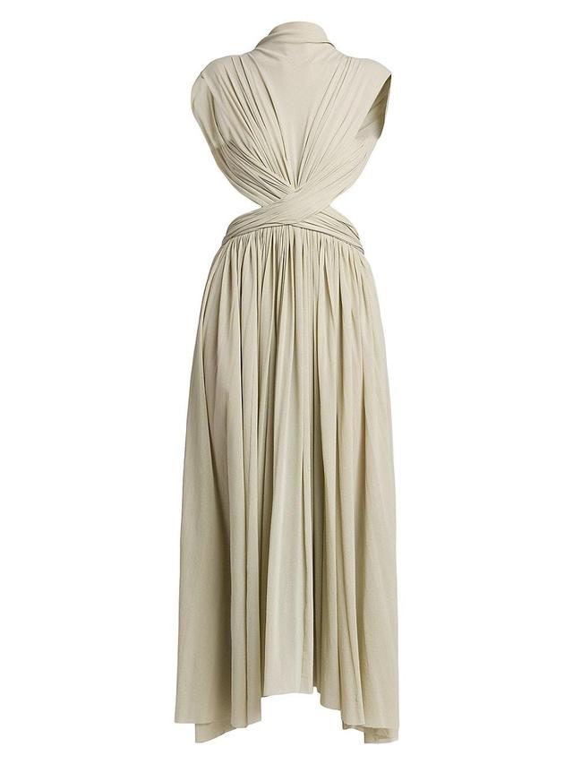 Womens Ruched Open-Back Midi-Dress Product Image