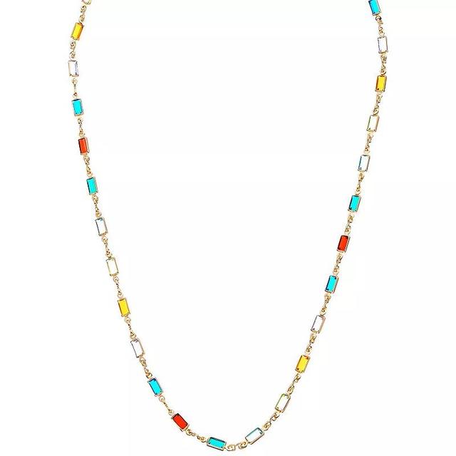 Juvell 18k Gold Plated Multi-Color Cubic Zirconia Station Necklace, Womens Gold Tone Product Image