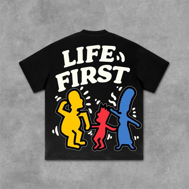 Life First Graffiti Flat Graphic Cotton T-Shirt Product Image