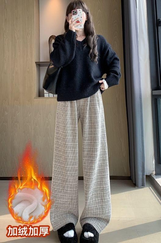 High Rise Plaid Wide Leg Pants product image