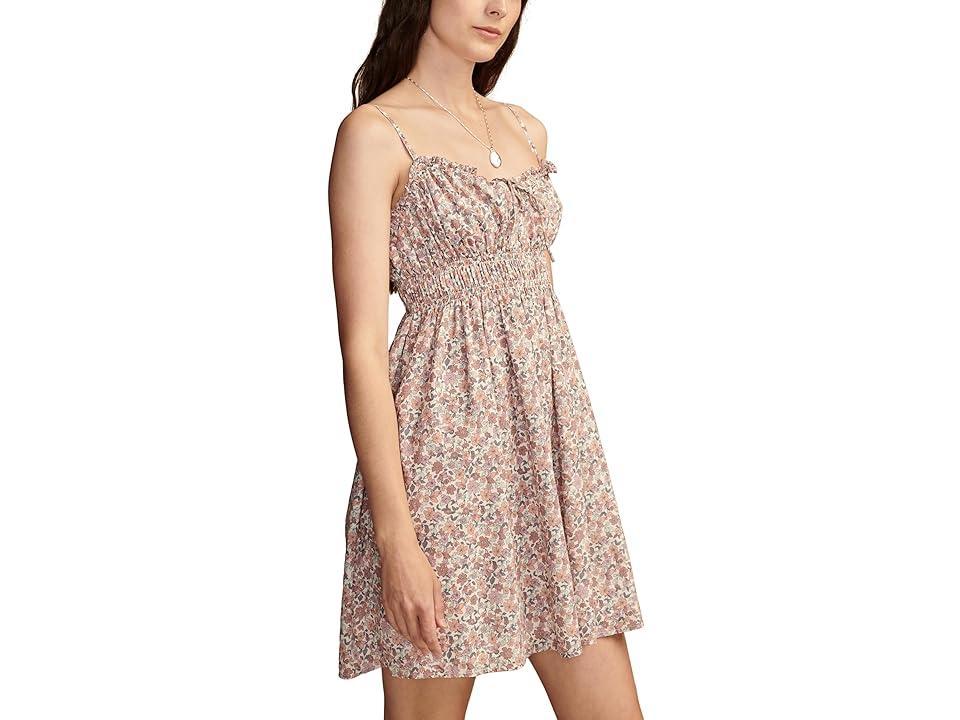 Lucky Brand Printed Smocked Sweetheart Mini (Pink Champagne ) Women's Dress Product Image