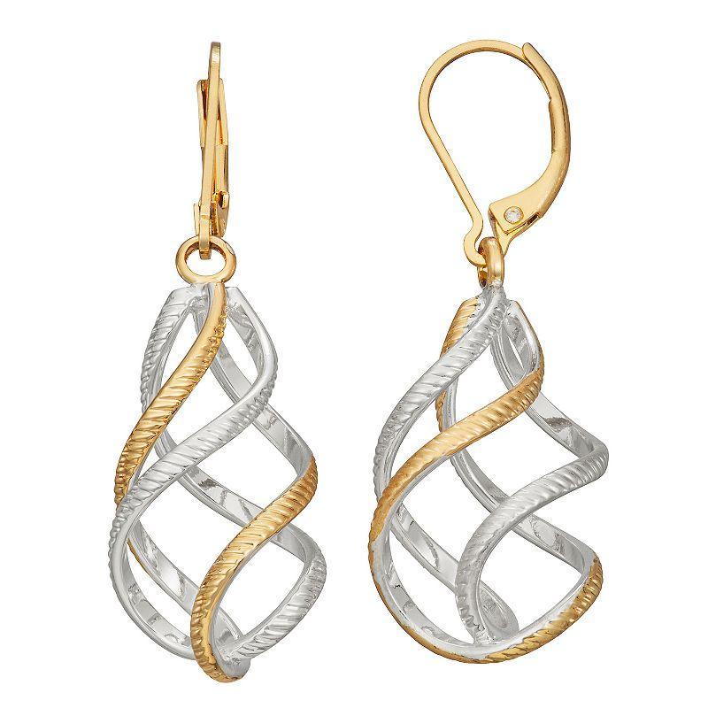 Napier Two Tone Twisted Drop Earrings, Womens Product Image