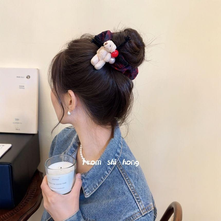 Bear Plaid Hair Scrunchie Product Image