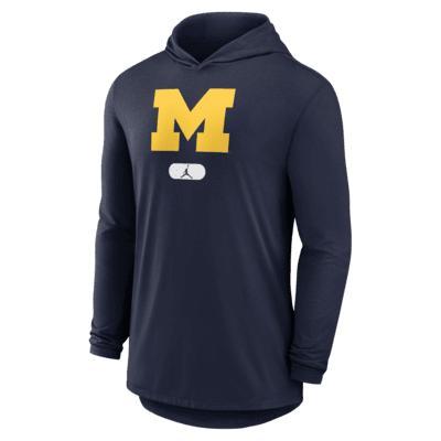 Michigan Wolverines Men's Jordan Brand Dri-FIT College Long-Sleeve Hooded T-Shirt Product Image