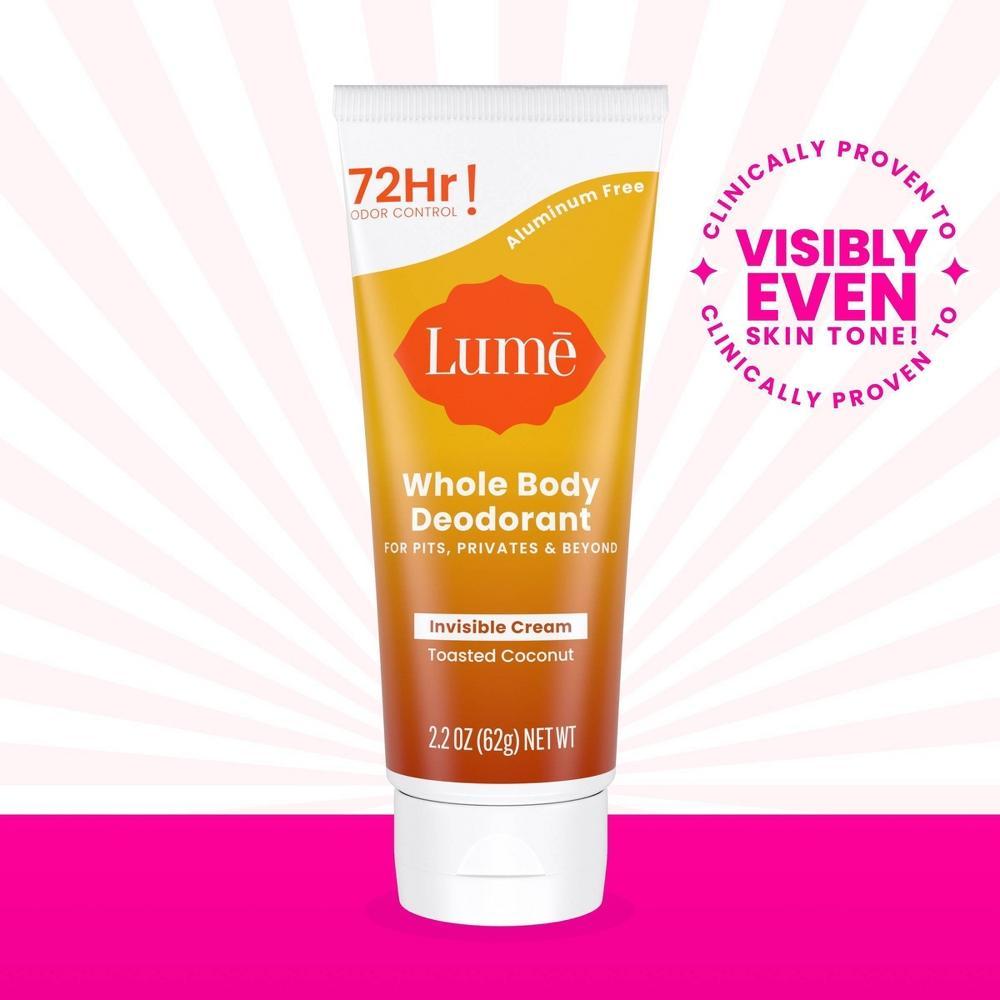 Lume Whole Body Women's Deodorant - Invisible Cream Tube - Aluminum Free - Toasted Coconut Scent - 2.2oz Product Image