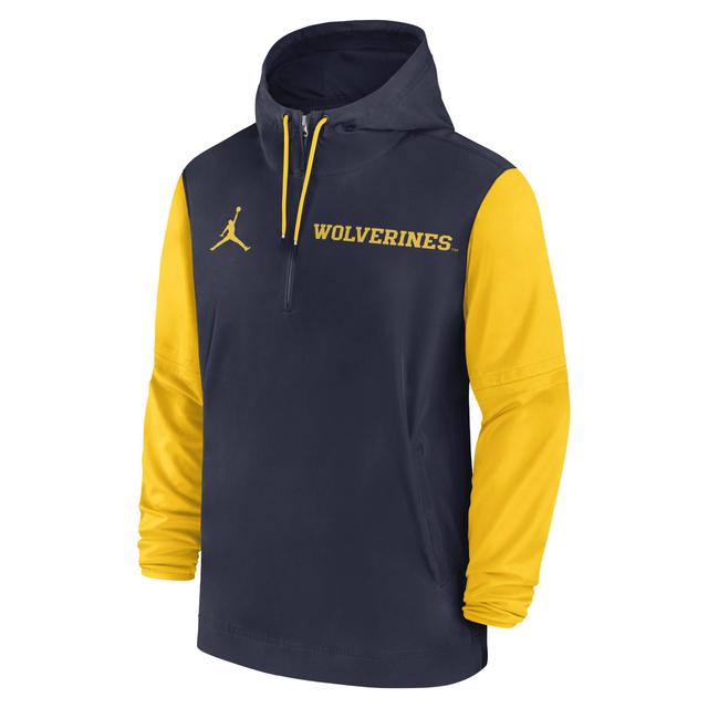 Michigan Wolverines Sideline Pre-Game Player Nike Men's College 1/2-Zip Hooded Jacket Product Image