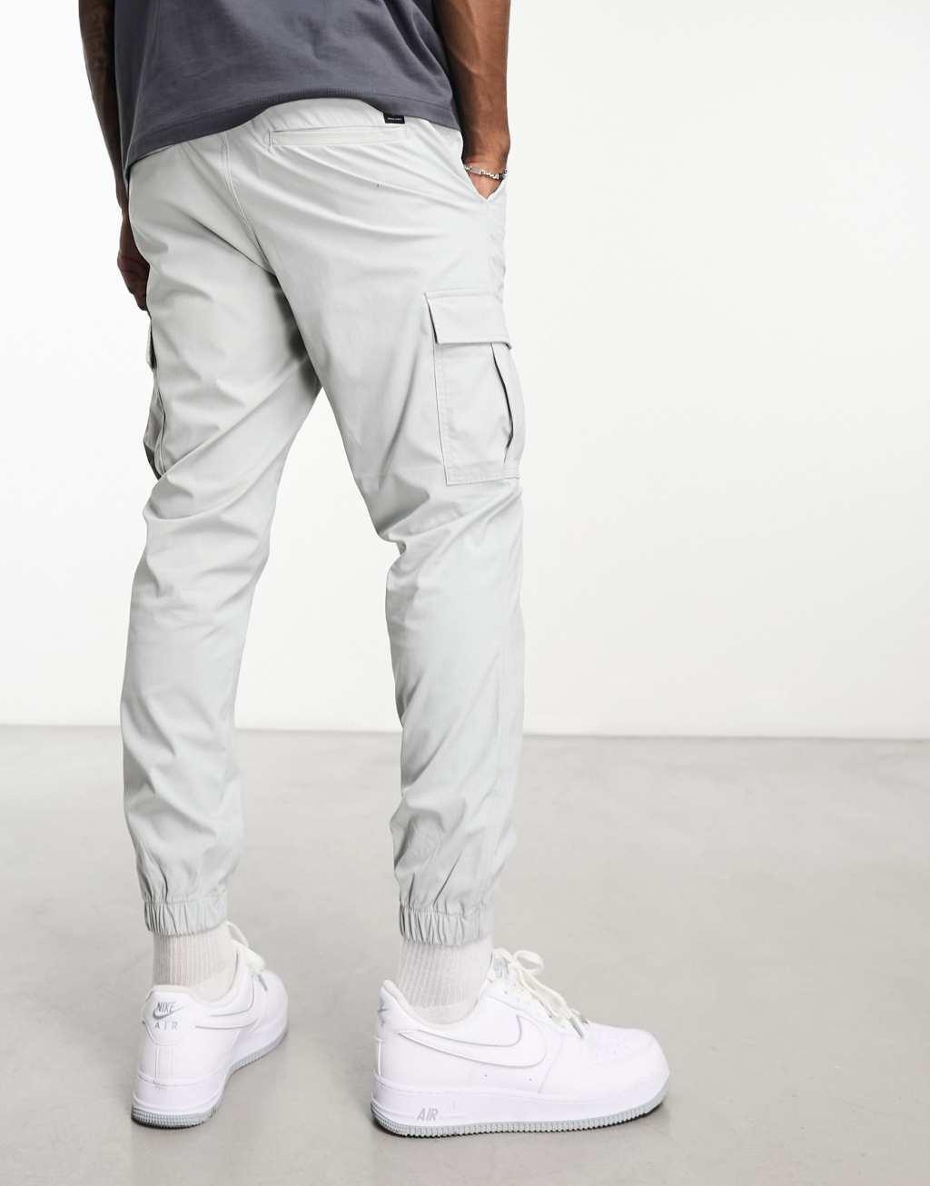 Jack & Jones Intelligence poly cargo pants in gray Product Image